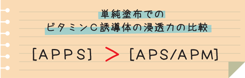 単純塗布でのビタミンC誘導体の浸透力の比較　［APPS］＞［APS/APM］