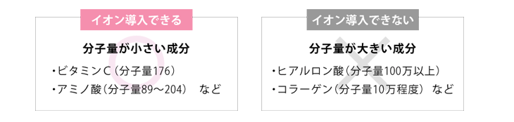 イオン導入できる成分