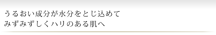 うるおい成分が水分をとじ込めてみずみずしくハリのある肌へ