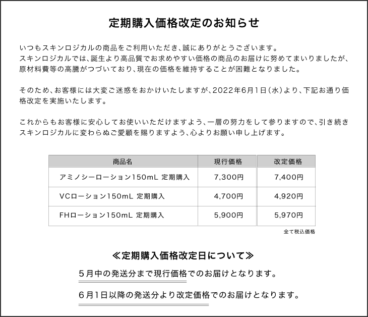 定期購入価格改定